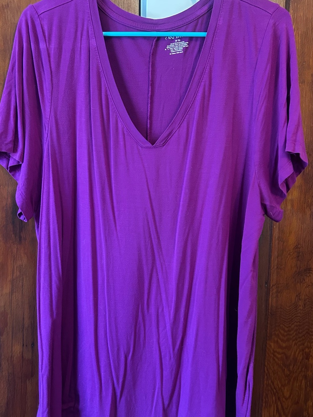 Lane Bryant Deep V Short Sleeve Tee - Violet
